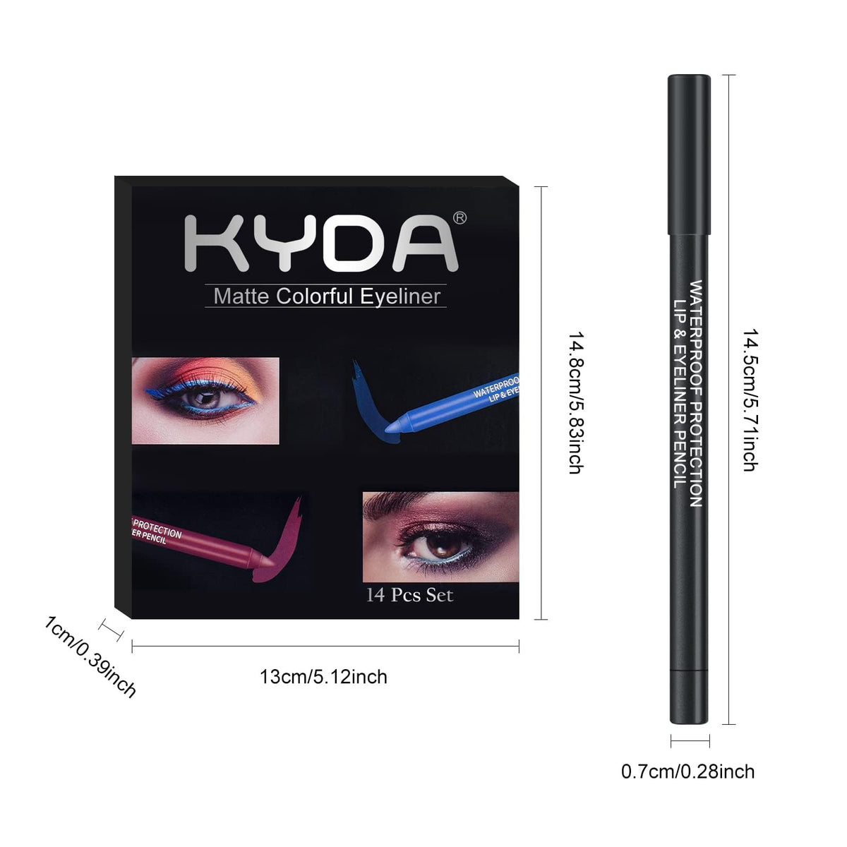 Ownest 14 Colors Eye Shadows Eyeliner Pen Set, Metallic Eyeliner Pencil Glitter Eye Liner for Women Eye Liner Professional Eye Makeup Set Colorful Eye Color