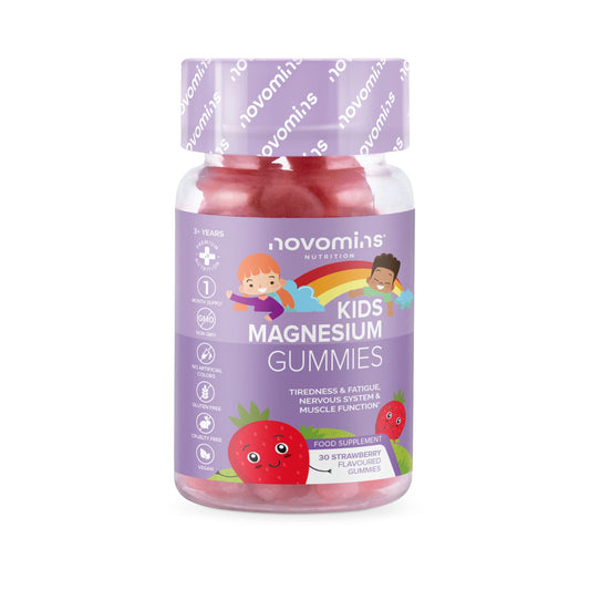 Kids Magnesium Gummies – Vegan - 1 Month Supply – Childrens Supplements – 30 Chewable Vitamins – 455 Mg Magnesium Citrate providing 50 mg Magnesium- by Novomins