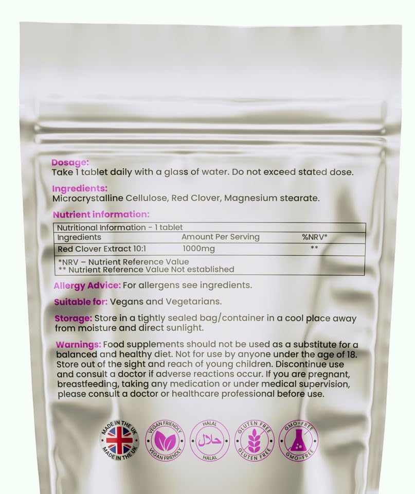 Vitmad Red Clover Extract 1000mg 180 Tablets - Menopause Health Support