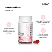 Marine Collagen Gummies by Known Nutrition with Vitamin C | 60 One-a-Day 500mg Hydrolysed Marine Collagen Gummies | Supporting Hair, Skin & Nails | Pomegranate Flavour (1)