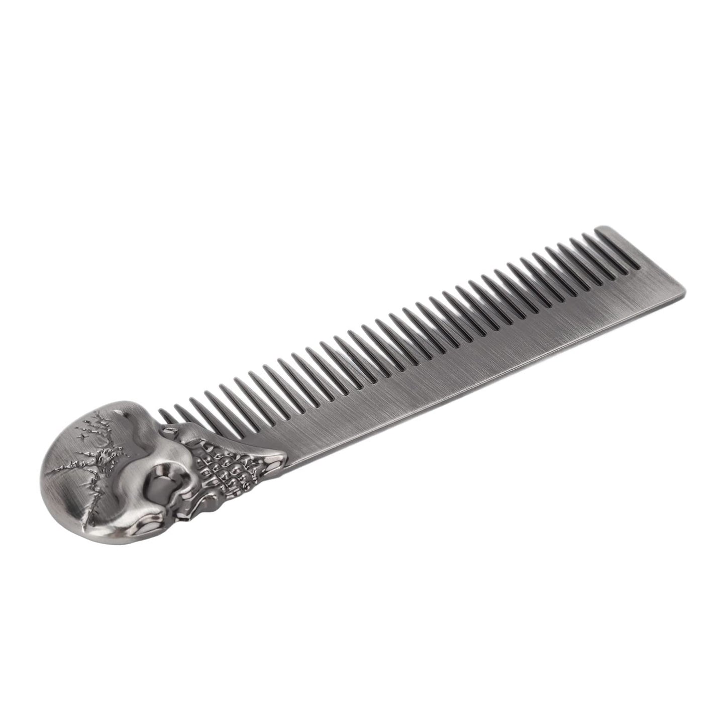 Skull Beard Comb Pocket Beard Comb Zinc Alloy Skull Pattern Hair Styling Mustache Sha Oil Hair Comb Silver (Silver)