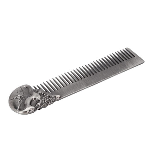 Skull Beard Comb Pocket Beard Comb Zinc Alloy Skull Pattern Hair Styling Mustache Sha Oil Hair Comb Silver (Silver)