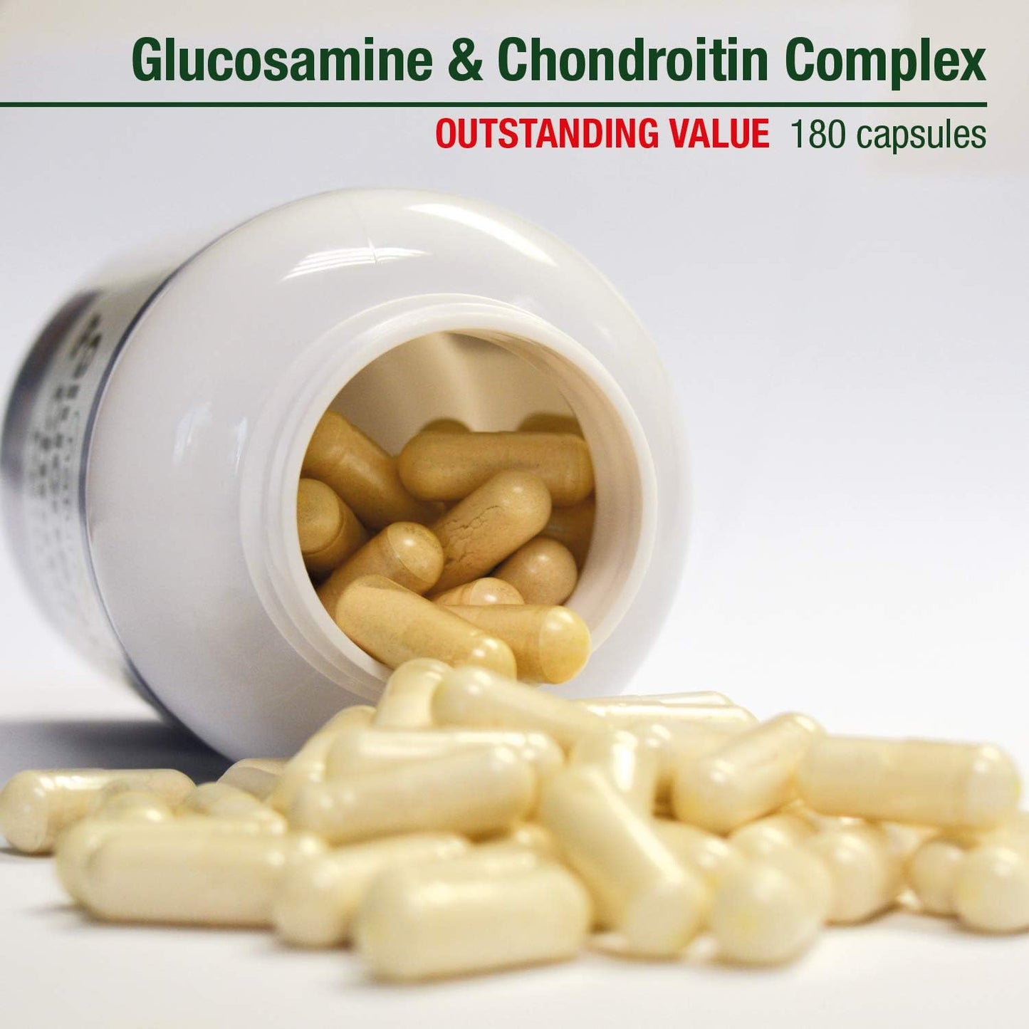 Natures Aid Glucosamine and Chondroitin Complex, with Vitamin C, Rosehip, Ginger and Turmeric, 180 Capsules,package may vary