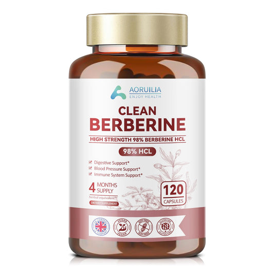 Aoruilia Berberine Supplement, 98% Pure High Strength Berberine HCL, 120 Capsules (4-Month Supply)