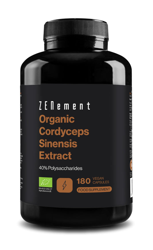 Organic Cordyceps Sinensis, 180 Capsules (6-Month Supply) | Mushroom Extract Powder Supplement | 650mg of Authentic CS-4 Extract, 40% bioactive Polysaccharides | Vegan, No Additives | Zenement