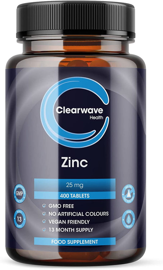 High Strength Zinc Tablets - 400 Vegan Zinc Tablets 1+ Year Supply - 25mg Zinc (max Safe Daily dose) per Tablet - Zinc Supplements for Skin, Hair and Nails - Immunity Supplement for Men and Women