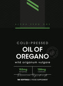 ALPHA01 130mg Carvacrol - 153mg Oregano Oil per Softgel | Cold-Pressed | World Highest Concentration Oregano Oil Capsule (85%+ Carvacrol) – Contains 100% Greek Essential Oil of Oregano – 180 Count by Alpha01