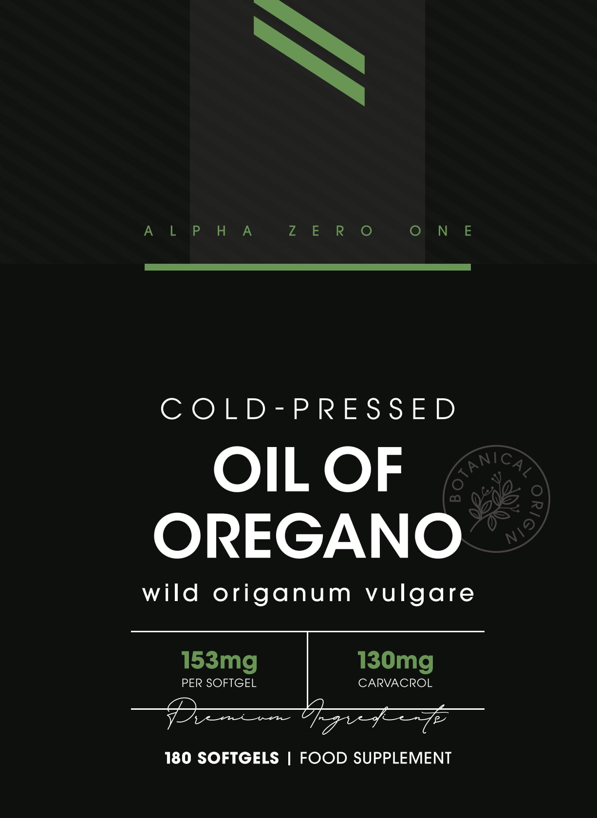 ALPHA01 130mg Carvacrol - 153mg Oregano Oil per Softgel | Cold-Pressed | World Highest Concentration Oregano Oil Capsule (85%+ Carvacrol) – Contains 100% Greek Essential Oil of Oregano – 180 Count by Alpha01