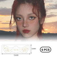 Generic 6 PCS Glitter Freckles Face Tattoo, Gold Glitter Fake Freckles Sticker, Temporary Face Tattoos for Women and Kids, Freckle Makeup Accessories for Make Up Festival-Style-2