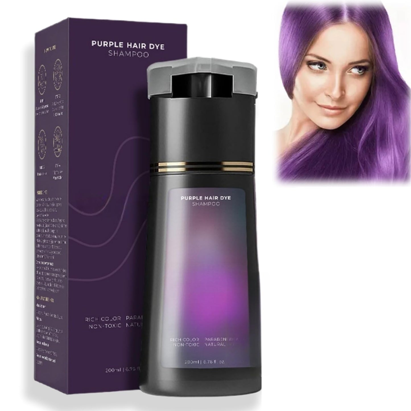 OuXing Polar Hair Dye Shampoo,Hair Care Instant Dye Shampoo,3 in 1 S/hampoo for Color Treated Ha/ir,Ha/ir Dy/e Shamp/oo Women,H/air Colour Sh/ampoo,Natural H/air D/ye Sh/ampoo,Colouring Sham/poo,Purple