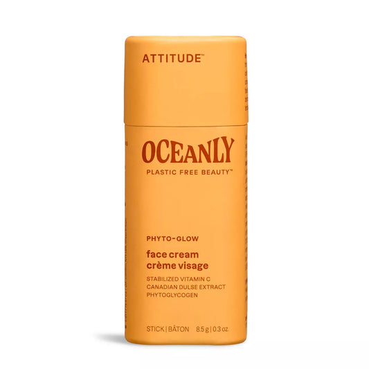 ATTITUDE Oceanly Face Cream Stick, EWG Verified, Plastic-free, Plant and Mineral-Based Ingredients, Vegan Skin Care Products, PHYTO GLOW, Unscented, 8.5 grams