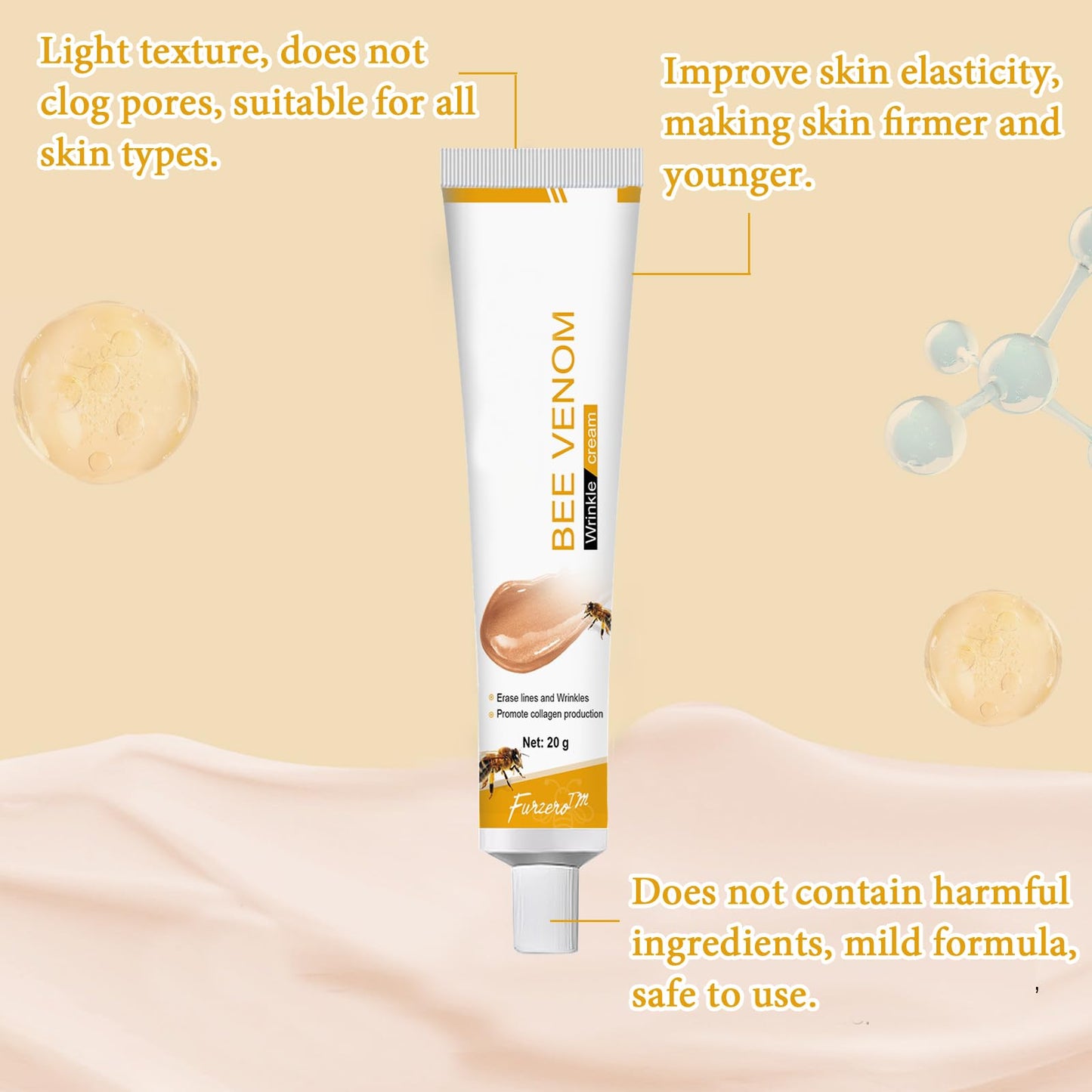 MADGININE Bee Venom,Bee Venom Wrinkle Removal Cream Face Cream Anti Wrinkle Firming Multi Purpose Cream for Face and Neck Skin Firming Body Cream for All Skin (2PCS)