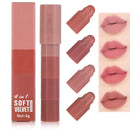 SHEBEEDO Nude Pink Lipstick,4 Colors Moisture Shine Hydrating Lipstick Pen,Long Lasting Highly Pigmented Creamy Matte Lip Gloss,Mini Lipstick Set,Lip Makeup Lipgloss for Women Girls Daily Makeup(#A)