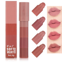 SHEBEEDO Nude Pink Lipstick,4 Colors Moisture Shine Hydrating Lipstick Pen,Long Lasting Highly Pigmented Creamy Matte Lip Gloss,Mini Lipstick Set,Lip Makeup Lipgloss for Women Girls Daily Makeup(#A)