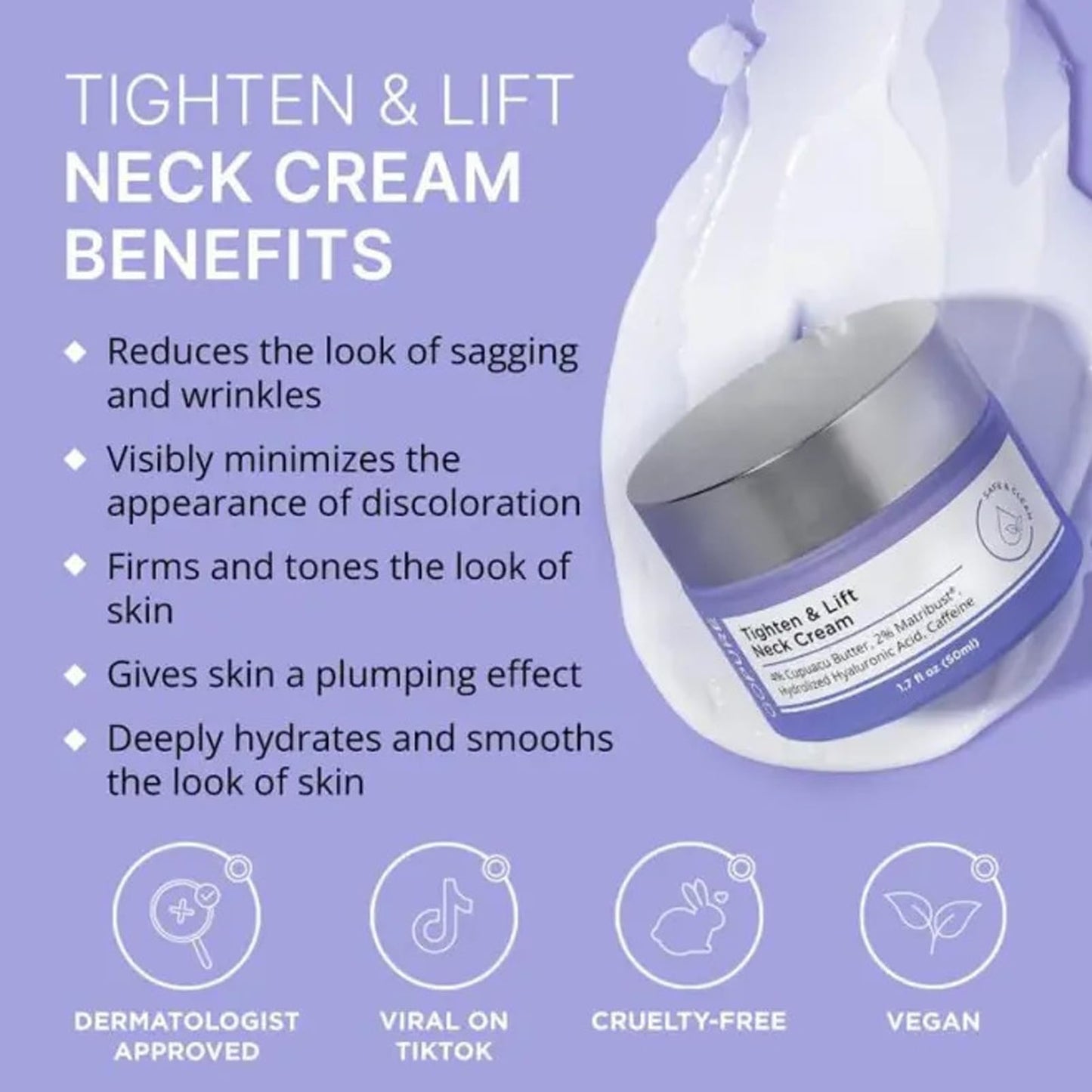 MEITREND Tighten & Lift Firming Neck Cream,2PCS neck firming cream,Anti Aging neck cream for sagging and tighten,Lifting Sagging Skin & Smooth Neck Wrinkle,Hydrating Neck Cream,Skincare Neck Cream-50ml*2