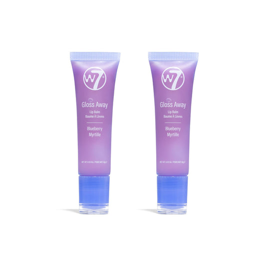 W7 Gloss Away Lip Balm - 2Pcs - Nourishing Lip Balm Formula With Shea Butter - Blueberry