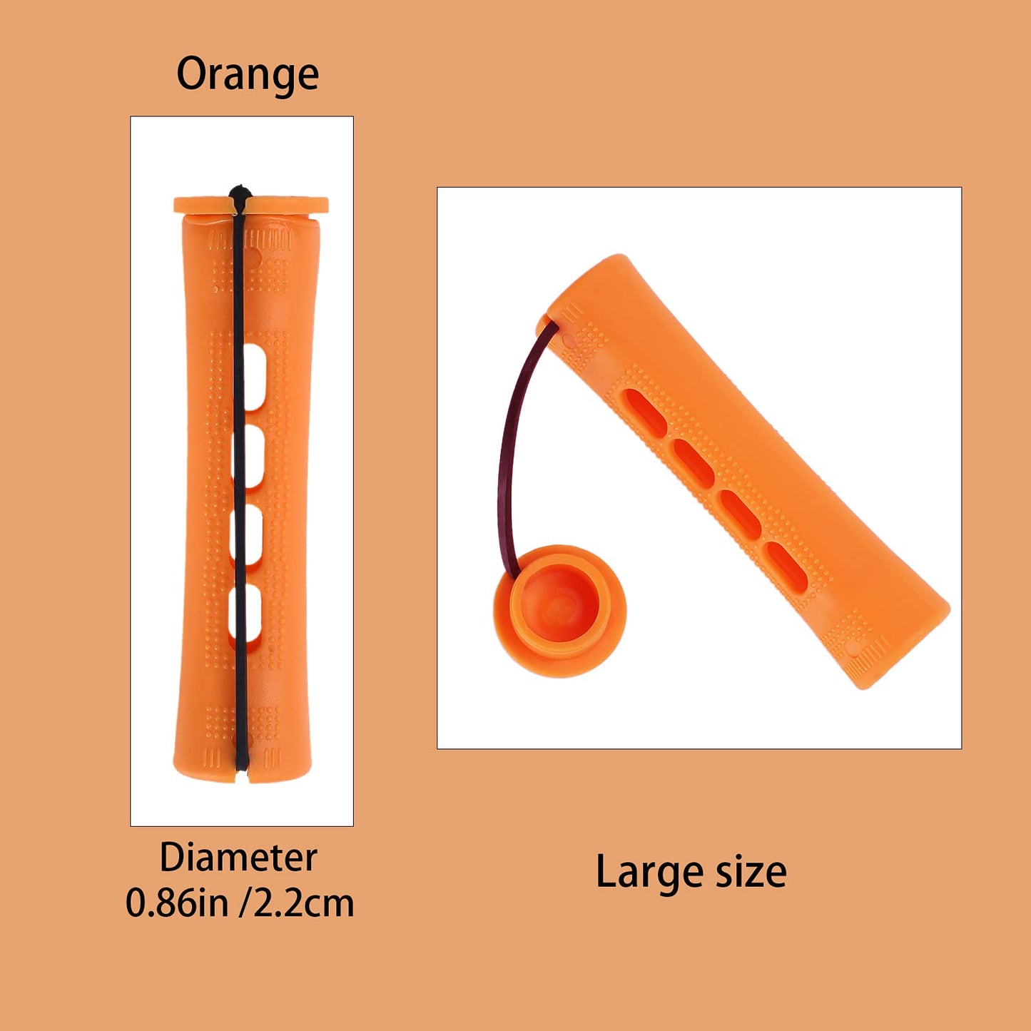 RJMBMUP Perm Rods Hair Rollers Large Long Short Hair Styling Tool Hair Curlers for Natural Hair Dark Orange Color