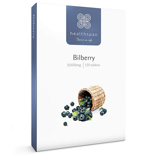 healthspan Healthspan Bilberry | 120 Tablets | Naturally Sourced | Vitamin B2 | Fresh Bilberries | Vegan