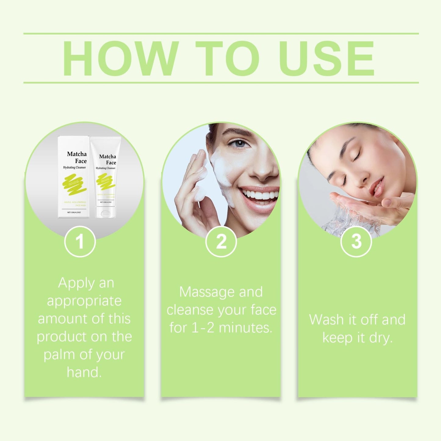 Xunzhi Matcha Hydrating Cleanser,Face Cleanser,Non Stripping Daily Face Wa/sh,Exfoliating Fa/ce W/as/h,Hydrating Gel Cle/anser,F/ace Wa/sh Women,Fac/e Wa/sh for All Skin Types,Facial Clean/ser