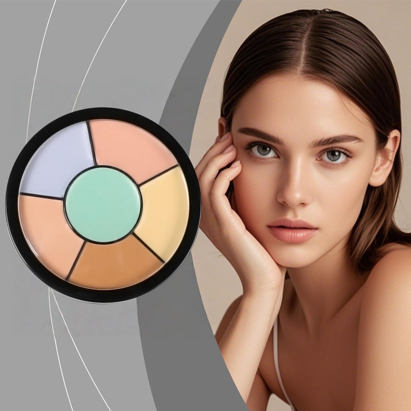 SingHao 6-in-1 Concealer Palette,Concealer Full Coverage Palette,Creamy Concea/ler Cream,Under Eye Conce/aler,Conce/aler for Mature Skin,Colour Corrector for Face,Creamy Blendable Colour Correcting Pal/ette