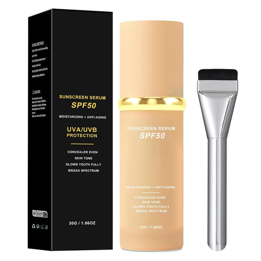 NLFOX 4 in 1 Foundation Liquid - Sunscreen Serum SPF50 Concealer and Moisturizer - Color Changing Foundation Light Spectrum with Brush - UVA/UVB Protection, Hydrating & LongLasting