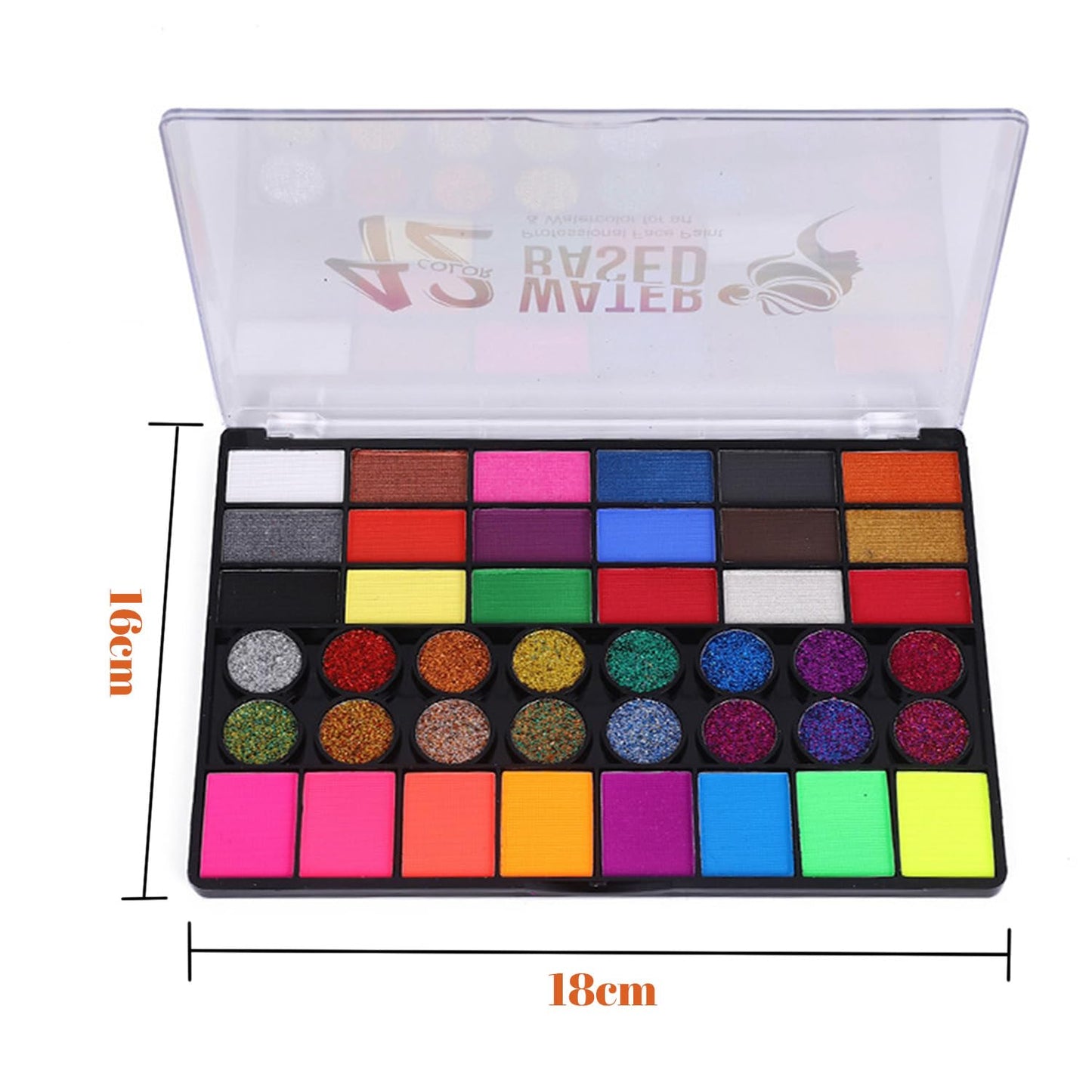Generic Face Paint Kit for Kids & Adults β 42 Colors Water-Based Safe Non-Toxic Washable Makeup with Glitter & UV Effects β Halloween, Cosplay, Party β Includes 10 Brushes (42-colors)