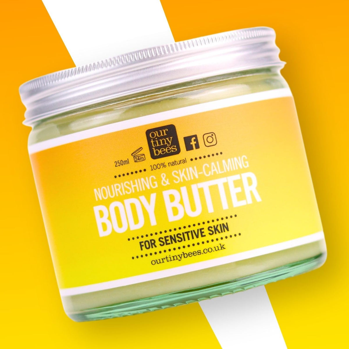 Our Tiny Bees Unscented Body Butter | 100% Natural | Jojoba-Rich for Deep Hydration & Soft Skin | Nourishing skin softening, for prevention and healing of Eczema 250ml. (Unscented)
