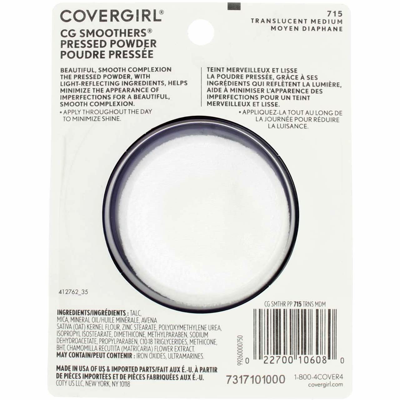 CoverGirl Smoothers Pressed Powder Foundation Translucent, Medium(N)715, 9.5 ml Packages (2-pack)