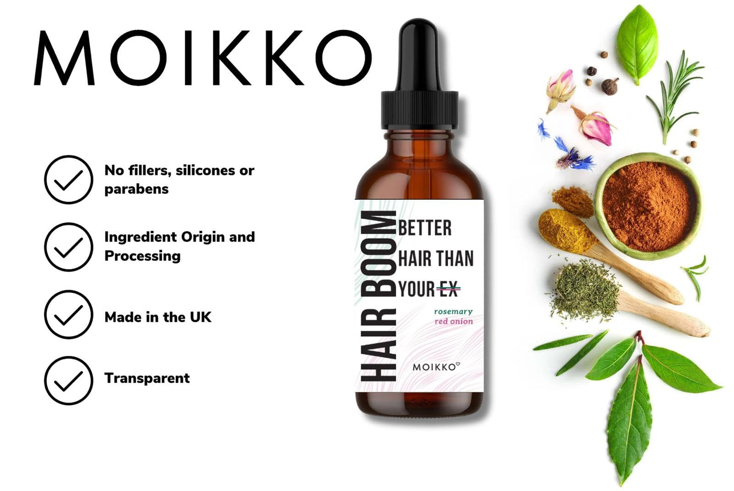 Generic Hair Growth Oil 100% Natural with Castor, Jojoba, Avocado, Hibiscus, Argan, Peppermint, Basil, Aloe, Red Onion, Clove & Rosemary - Promotes Thickness & Strength
