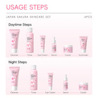 SALROAL Skin Care Sets & Kits,Skin Care For Teenage Girls,Cherry Blossom Skincare Sets,Pamper Sets For Women Gifts,Facial Kit with Cleanser,Toner,Serum,Eye,Essence Serum,sunscreen