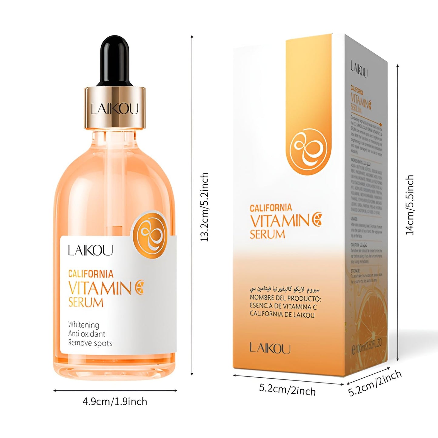 LAIKOU California Vitamin C Serum for Face, Face Serum for Women with Hyaluronic Acid, Anti Aging & Dark Spot Remover for Face, Boost Collagen & Brighten Skin, 100ML