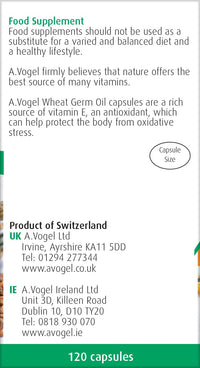 A.Vogel Wheat Germ Oil Capsules is a cold pressed oil rich in vitamin E, an antioxidant, in capsule form for convenience, 120 capsules