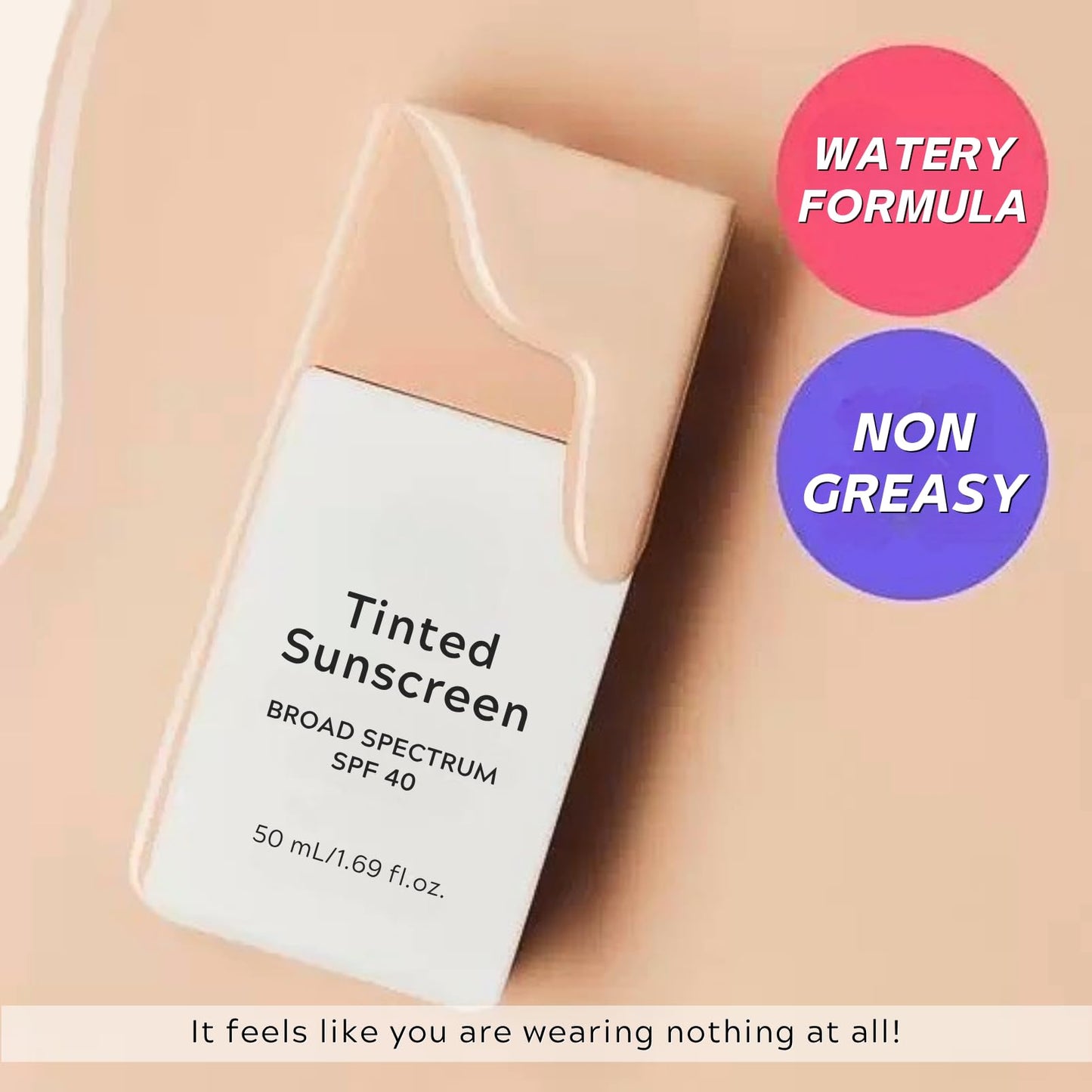 Daily Fluid Tinted Sunscreen SPF 40, Mineral Sunscreen with Zinc Oxide Formula, Ultra-Light Face Suncream for Sensitive Skin, Glowing Skin Non Greasy, Light Coverage, Evens Skin Tone, LN110