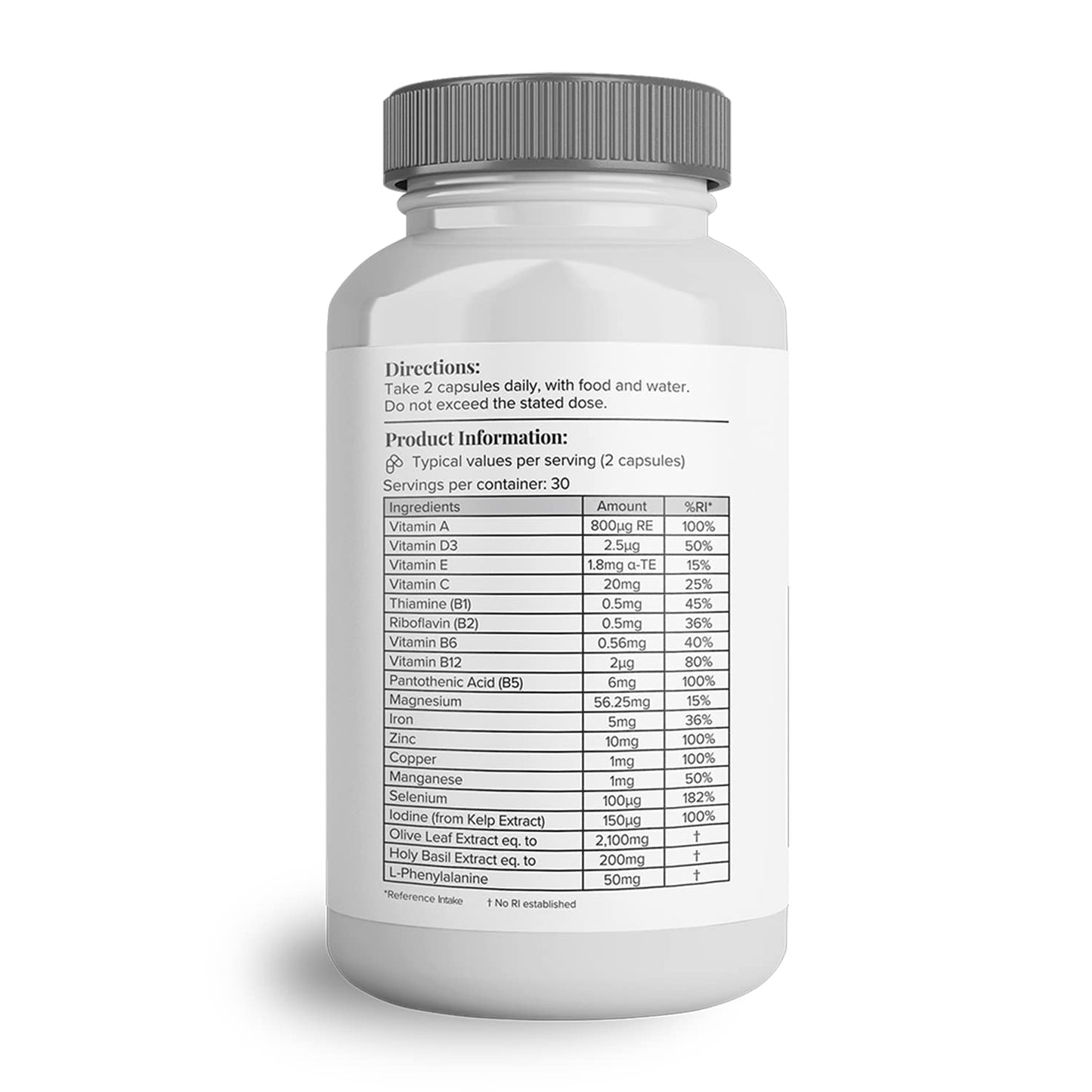 Hey Nutrition Thyroid Complex Supplement - Copper, Iron, Zinc, Selenium, Vitamin B Blend - Advanced Thyroid Function - 60 Capsules/30 Servings - Non-GMO, Vegan