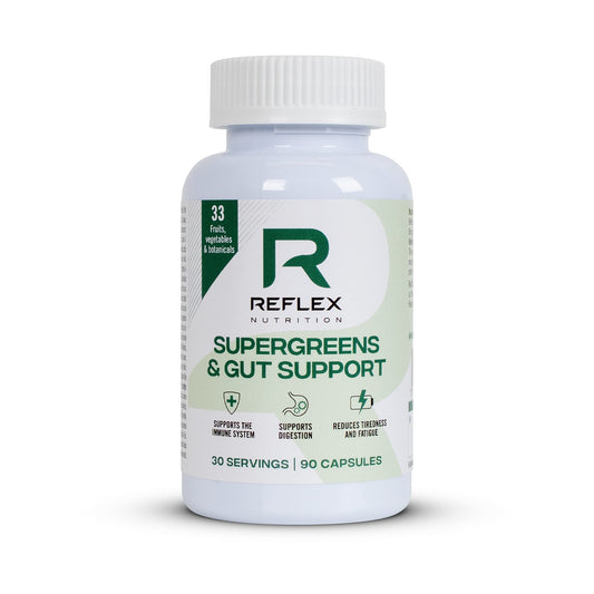 Reflex Nutrition Super Greens and Gut Support Capsules, 33 superfoods, Prebiotics and Probiotics, 90 Caps