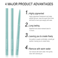 Maggikey Matte Gel Colored Eyeliner, Provides Long - Term Wear, Water - Resistant, Sweat - Resistant Pencil In Cyan - A Great Makeup Tool