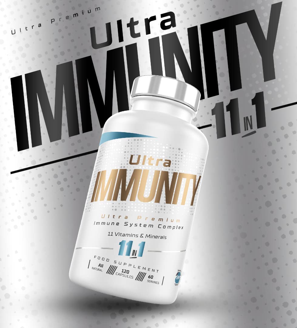 Ultra Premium Immune System Booster Supplement - Ultra Immunity | Immune System Support | Vitamin D, Vitamin C, Zinc, B12, Multivitamin 120 Capsules