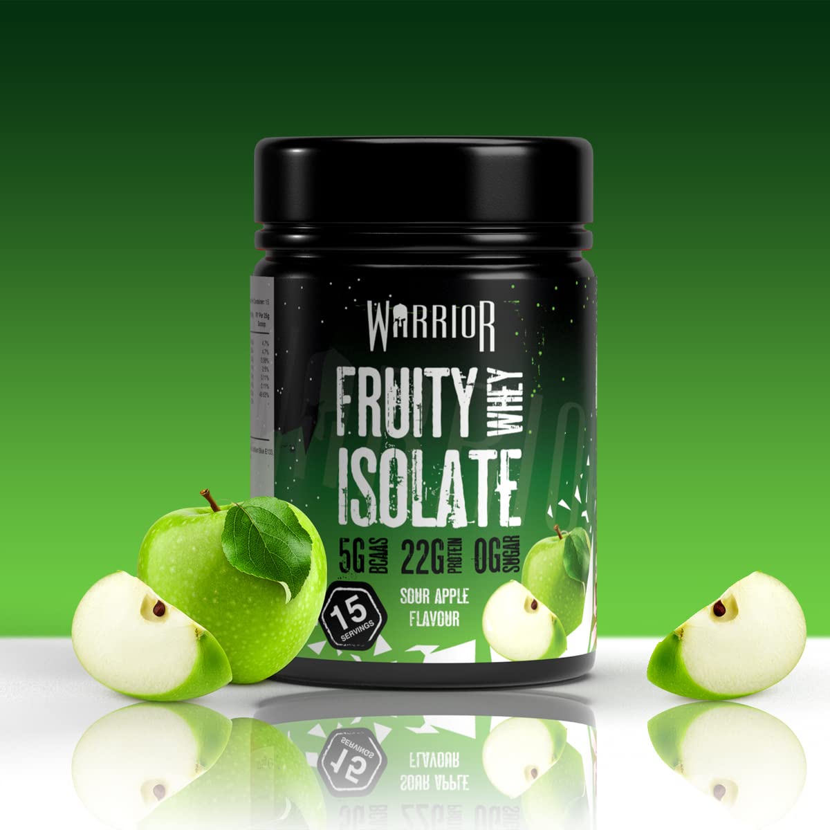 Warrior Fruity Clear Whey Isolate – Rapid Digesting Protein Powder – Refreshingly Fruit Flavoured Shakes – Easy to Drink & Consume Post Workout, Low Sugar, 15 Servings (Sour Apple, 375g)