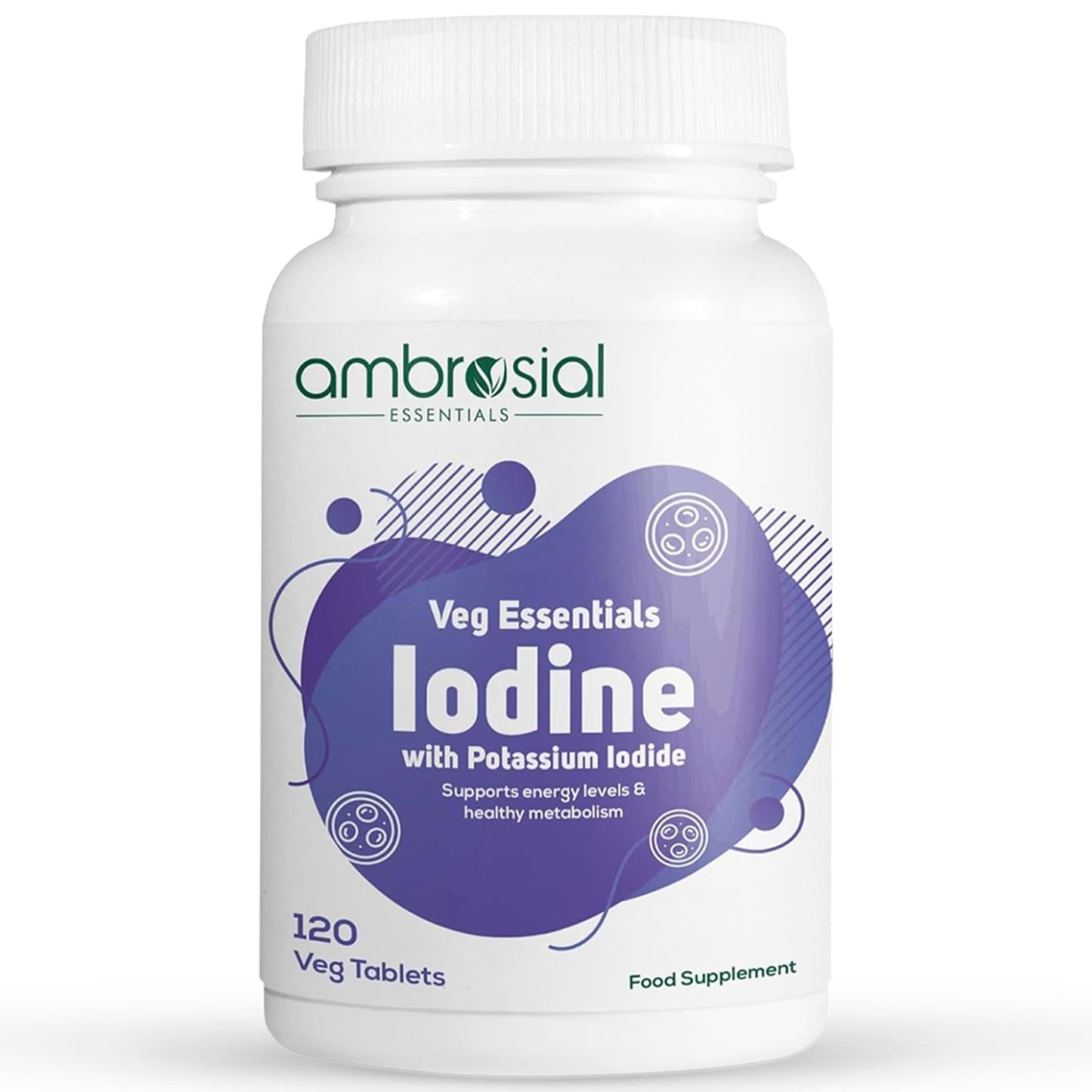 AMBROSIAL Ambrosial Iodine Supplement 5000mcg with 7500 mcg Potassium Iodide| High Strength Iodine Tablets | Natural Source of Iodine from Potassium Supplements & Iodide Tablets (Pack of 1-120 Tablets)