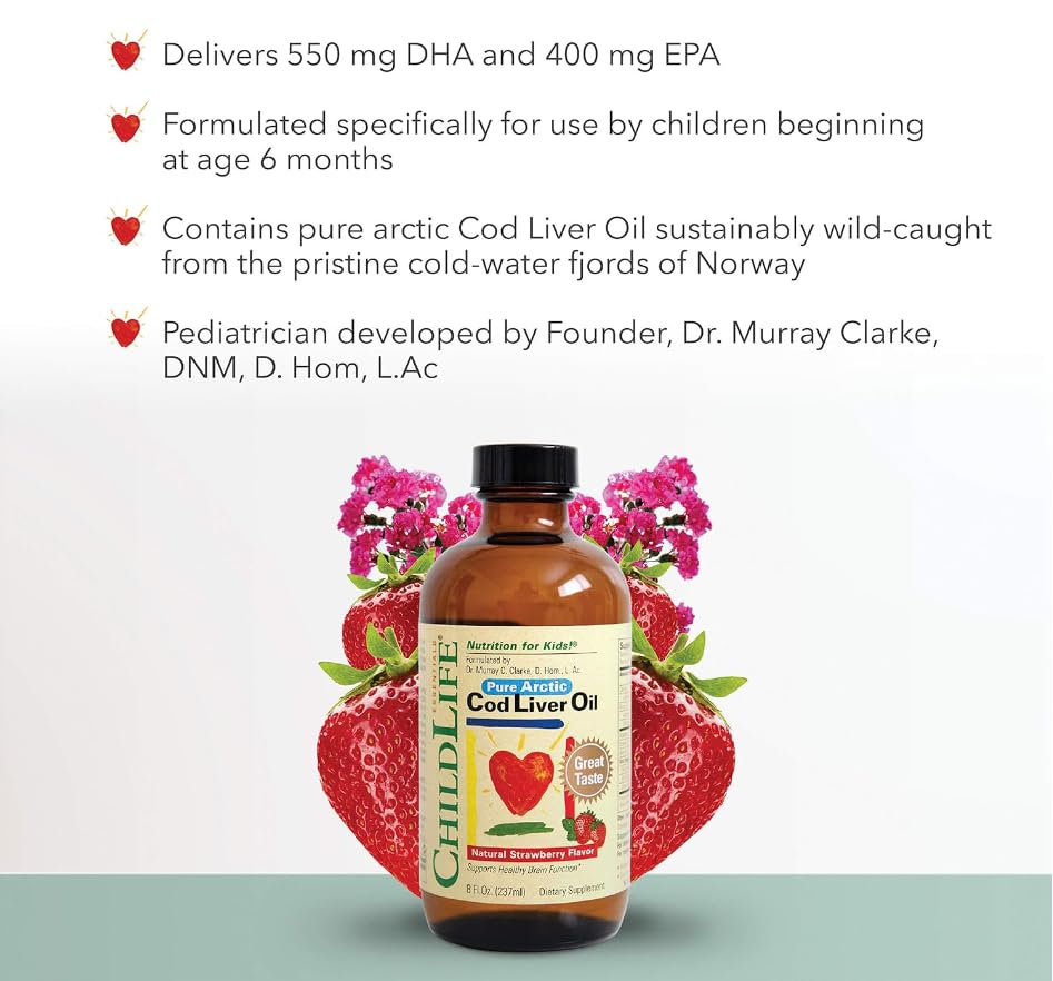 Generic Child Life's Pure Arctic Cod Liver Oil, Natural Strawberry Flavour, 237 ml