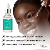 skinChemists Hydrating Serum with Polyglutamic Acid 1%, Vitamin C 3% 30ml | Fights Fine Lines, Wrinkles, & Pigmentation - Provides Lasting Hydration & Luminous Effect