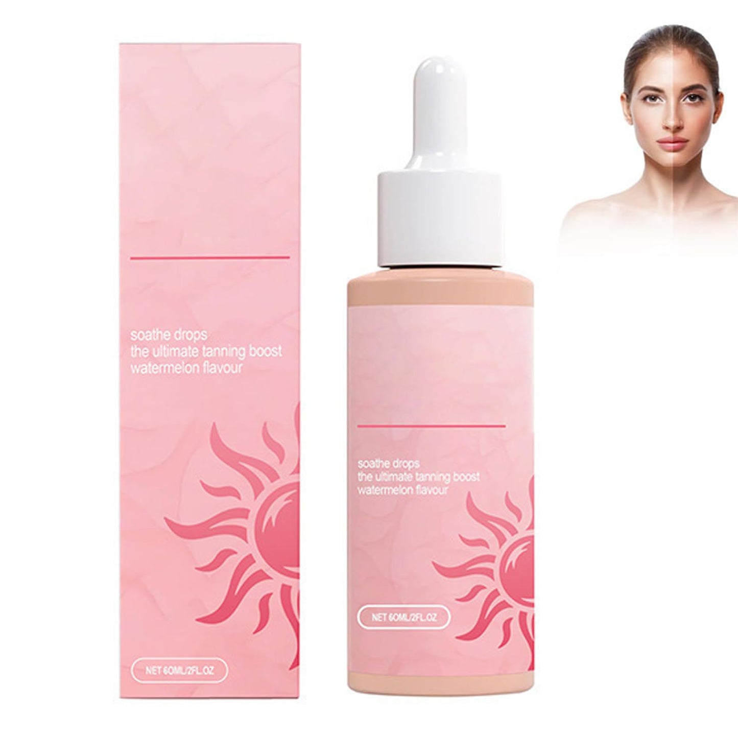 Tanning Drops, Enhances Natural Skin Tone, Moisturises Skin, Gradual Tanning, Naturally Promotes Melanin Production, Protects Against Sun Damage, Suitable for All Skin Types (60ml)