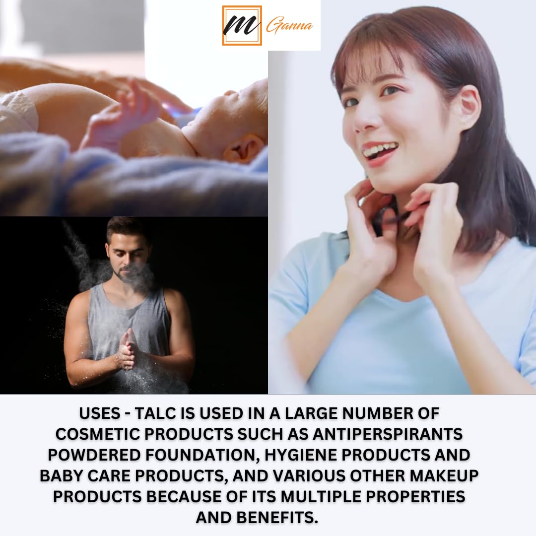 mGanna 100% Natural Talc Powder for Facial Make-up and Cosmetic formulations 0.5 LBS / 227 GMS