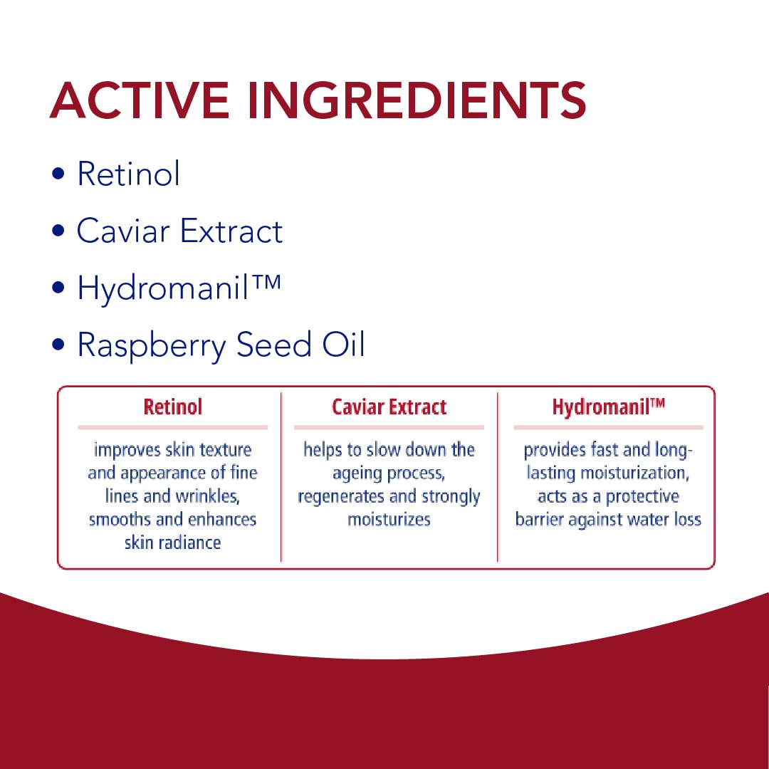 Novaclear RETINOL Rejuvenating Night Serum, Anti-Wrinkle & Anti-Aging Treatment - Visibly Reduces Fine Lines, Skin Firming Serum for Face, with Caviar, Hydromanil and Raspberry seed oil.