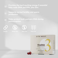 Zita West Vital DHA with Omega 3 + Zinc for Fertility - Essential Multivitamins for Preconception, Pregnancy & Breastfeeding -Three Months Supply (Pack of 3, 3 x 60 Capsules)