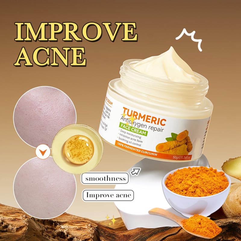 Turmeric Face Cream, Aanti Aging Cream For Radiant and Glowing Skin, Reduce Dark Spots & Hyperpigmentation, Refining Pores, Anti Ageing Moisturiser Cream for Women & Men - Brightening (Turmeric)