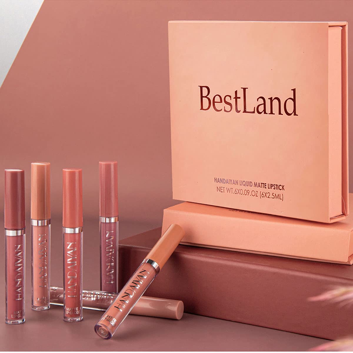 HQDA 6 Pcs Matte Liquid Lipstick Set Nude Lip Gloss Non-Stick Cup Not Fade Waterproof Long Lasting Lip Sticks Gift For Make Up Women (Set C)