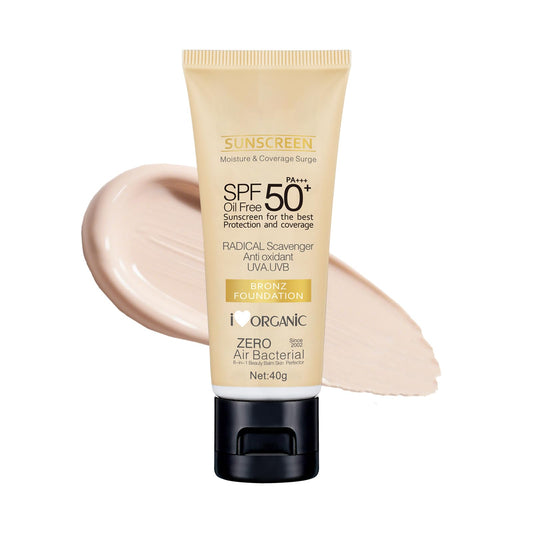 Shengqialun Tinted Sunscreen Spf 50 - Face Sun Cream Spf 50 For Daily Makeup & Sun Protection - Bronze Factor 50 Face Cream - Against UV Rays, Sheer To Medium Coverage, Lightweight And Oil-Free