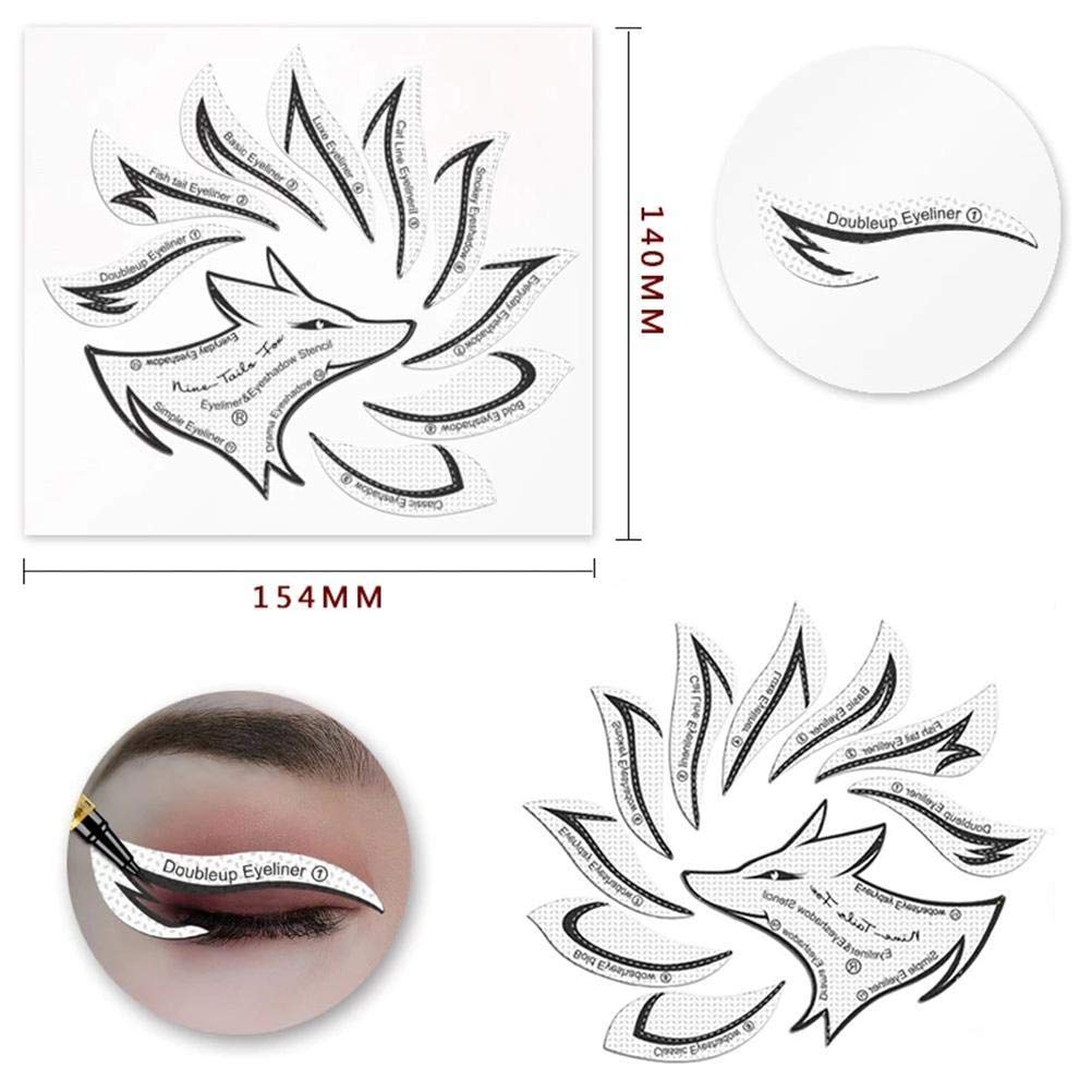 Kagodri Eye Makeup Template Stickers, 24pcs Template Eye Makeup Tools, Nine-tailed Fox Eyeshadow Eyeliner Makeup Tools