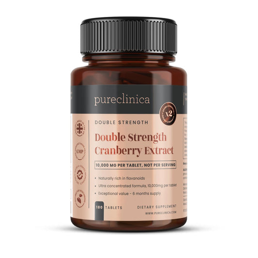 Pureclinica Double Strength Cranberry Extract 10,000mg x 180 Ultra Concentrated Tablets - 6 Months Supply!